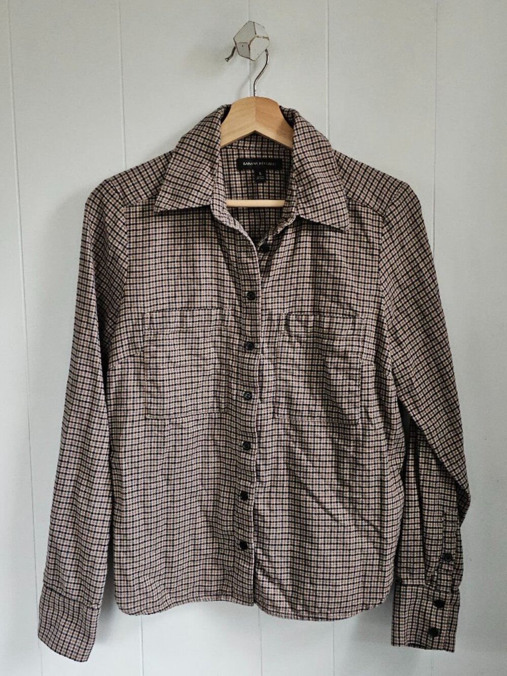 BANANA REPUBLIC Houndstooth Plaid Button-Down Flannel